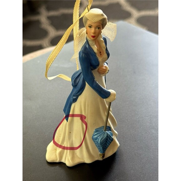 Hallmark ‘03 Gone With the Wind Ornament Scarlett O'Hara White Dress Blue Jacket - Picture 7 of 9